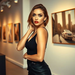 A professional female model posing elegantly, showcasing a blend of confidence and grace