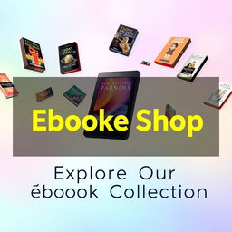 A vibrant and inviting eBook shop banner featuring a modern, sleek design