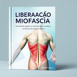 A creative and engaging book cover design for a physiotherapy book titled "Liberação Miofascial - Desvendando Os Segredos Do Bem-Estar Muscular"