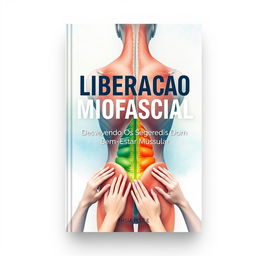 A creative and engaging book cover design for a physiotherapy book titled "Liberação Miofascial - Desvendando Os Segredos Do Bem-Estar Muscular"