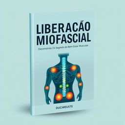 A visually captivating book cover design for a physiotherapy book titled "Liberação Miofascial - Desvendando Os Segredos Do Bem-Estar Muscular"
