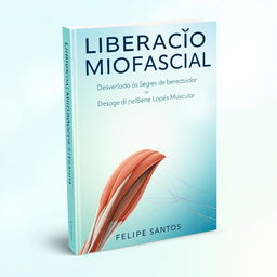 An elegant and professional book cover design for a physiotherapy book titled "Liberação Miofascial - Desvendando os Segredos do Bem-Estar Muscular" by author Felipe Santos
