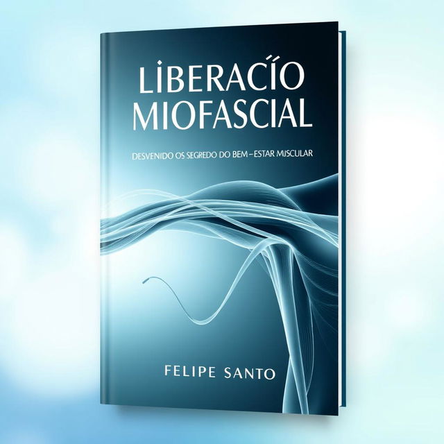 An elegant and professional book cover design for a physiotherapy book titled "Liberação Miofascial - Desvendando os Segredos do Bem-Estar Muscular" by author Felipe Santos