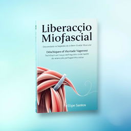 An elegant and professional book cover design for a physiotherapy book titled "Liberação Miofascial - Desvendando os Segredos do Bem-Estar Muscular" by author Felipe Santos