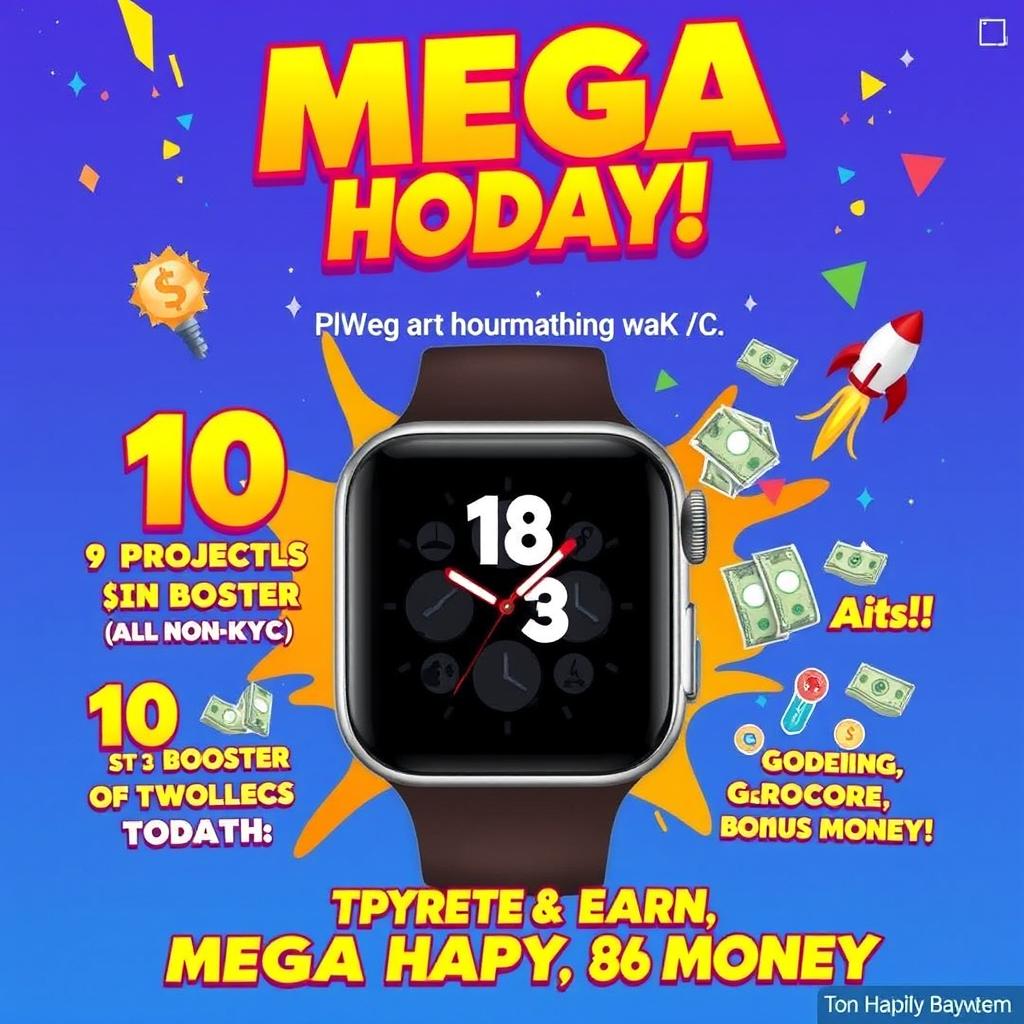 An exciting promotional graphic for a Mega Happy Hour event