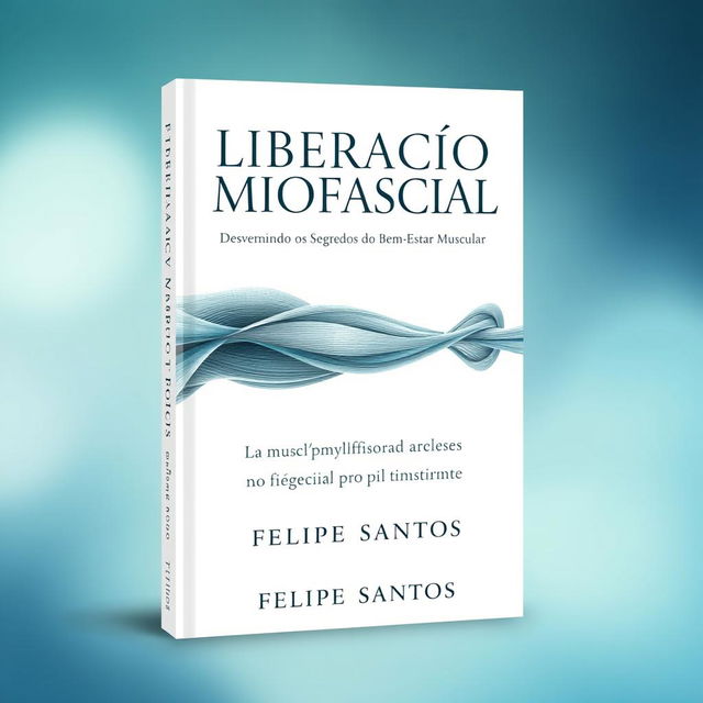 An elegant and professional book cover design for a physiotherapy book titled "Liberação Miofascial - Desvendando os Segredos do Bem-Estar Muscular" by author Felipe Santos