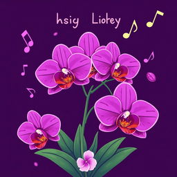A vibrant cartoon-style album cover featuring a stunning orchid design that dominates the scene