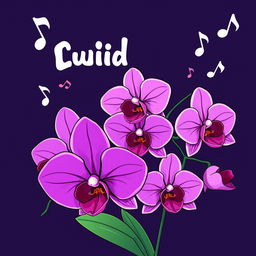 A vibrant cartoon-style album cover featuring a stunning orchid design that dominates the scene