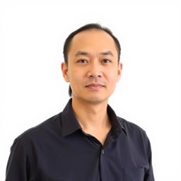 A person standing in a straightforward pose suitable for a passport photo, facing the camera directly with a neutral expression