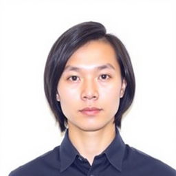 A person standing in a straightforward pose suitable for a passport photo, facing the camera directly with a neutral expression