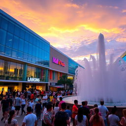 A vibrant scene at the Mall of Asia with a bustling crowd enjoying the sights and sounds