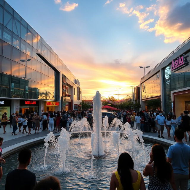 A vibrant scene at the Mall of Asia with a bustling crowd enjoying the sights and sounds