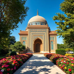 A stunning, intricately designed Imam's tomb, featuring ornate calligraphy and beautiful mosaic tiles