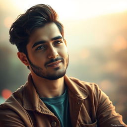 A beautifully stylized portrait of Morteza Pashaie, an Iranian pop singer known for his soulful voice and captivating presence