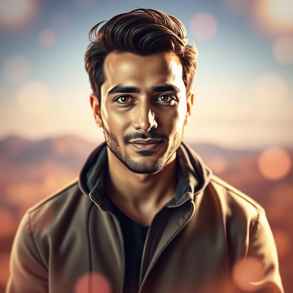 A beautifully stylized portrait of Morteza Pashaie, an Iranian pop singer known for his soulful voice and captivating presence