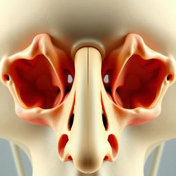 A highly detailed 3D illustration of human nasal cartilages, showcasing the anterior view and the nasal septum
