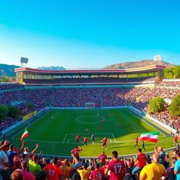 A stunning, panoramic view of Zabol Stadium, showcasing its vibrant architecture and surrounding landscape