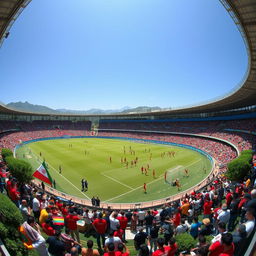 A stunning, panoramic view of Zabol Stadium, showcasing its vibrant architecture and surrounding landscape