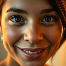 A close-up portrait of a person with a lively expression, where both eyes are even and symmetrical
