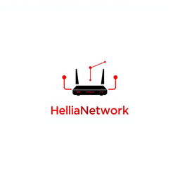 A simple and modern logo design for 'HeliaNetwork', a website shop focused on selling modem routers and networking products