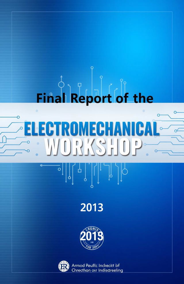 A modern and sleek cover design for the final report of an electromechanical workshop