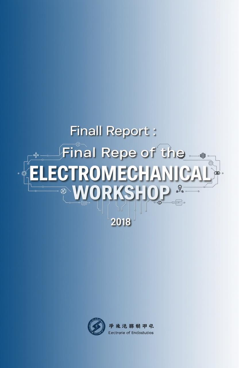 A modern and sleek cover design for the final report of an electromechanical workshop