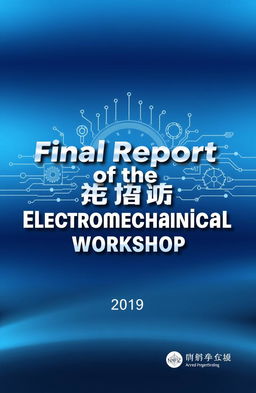 A modern and sleek cover design for the final report of an electromechanical workshop
