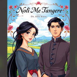 A captivating anime-style book cover for "Noli Me Tangere" by Dr