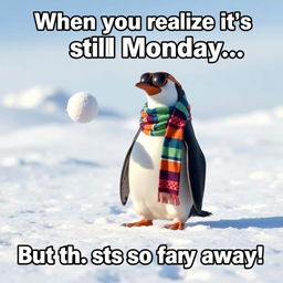 A humorous meme featuring a penguin in a funny situation