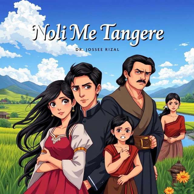 An engaging anime-style book cover for "Noli Me Tangere" by Dr