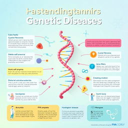 A vibrant and educational 2D poster focusing on genetic diseases