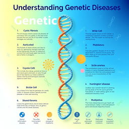 A vibrant and educational 2D poster focusing on genetic diseases