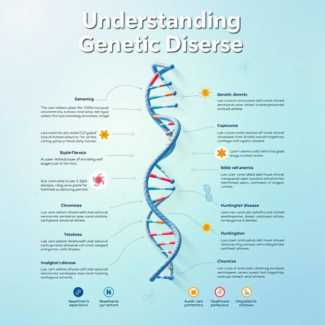 A vibrant and educational 2D poster focusing on genetic diseases