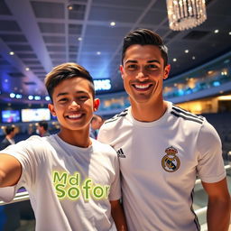 A teenage boy named Md Sofor taking a selfie with Cristiano Ronaldo