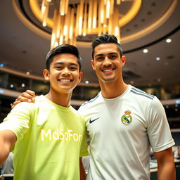 A teenage boy named Md Sofor taking a selfie with Cristiano Ronaldo