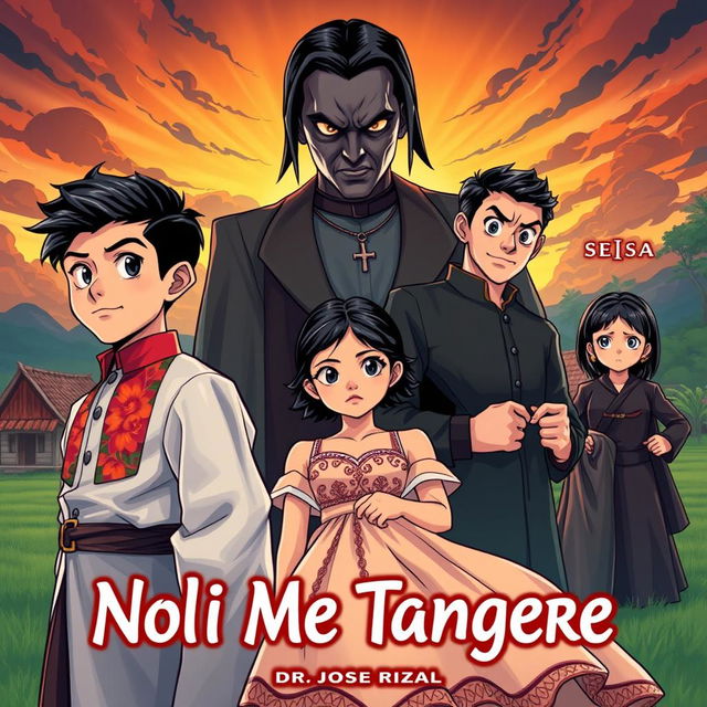 An eye-catching anime-style book cover for 'Noli Me Tangere' by Dr