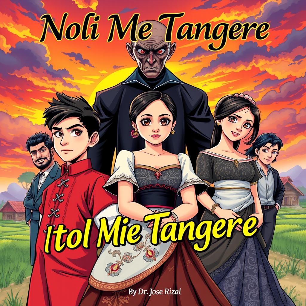 An eye-catching anime-style book cover for 'Noli Me Tangere' by Dr