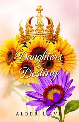 A captivating book cover for 'Daughters of Destiny' featuring a luxurious golden crown prominently displayed at the top