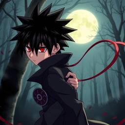 A stylish and fierce character inspired by the Uchiha clan from a popular anime