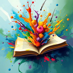 An abstract representation of the power of youth creativity in literature, featuring swirling colors that evoke energy and imagination