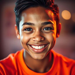 A bright and vibrant portrait focusing on a person's face, with enhanced facial features, making them look strikingly attractive