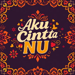 A vibrant and colorful poster design featuring the phrase 'Aku Cinta NU' in bold, artistic typography