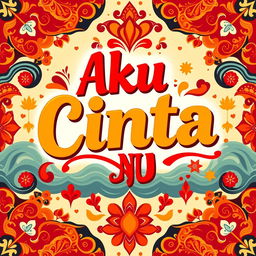 A vibrant and colorful poster design featuring the phrase 'Aku Cinta NU' in bold, artistic typography