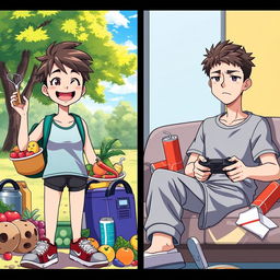 An anime-style illustration depicting two teenagers side by side