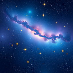 A stunning digital artwork featuring a vast starry night sky, filled with countless shimmering stars and swirling galaxies