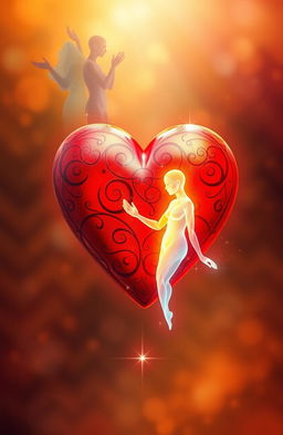 An artistic representation of a single heart intertwined with two ethereal souls, representing unity and connection