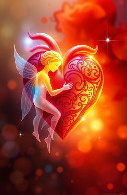An artistic representation of a single heart intertwined with two ethereal souls, representing unity and connection