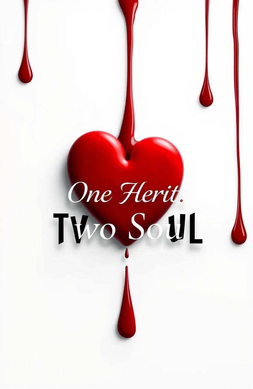 A minimalist romantic book cover design featuring a stark white background with striking red drops of blood running down from the top, creating a dramatic contrast