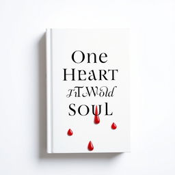 A minimalist romantic book cover design featuring a pristine white background with bold red drops of blood cascading down, creating a striking visual impact