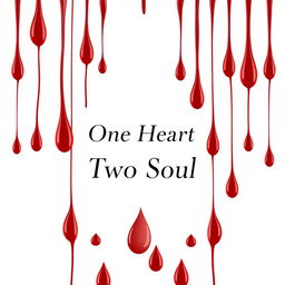 A minimalist romantic book cover design featuring a pristine white background with bold red drops of blood cascading down, creating a striking visual impact